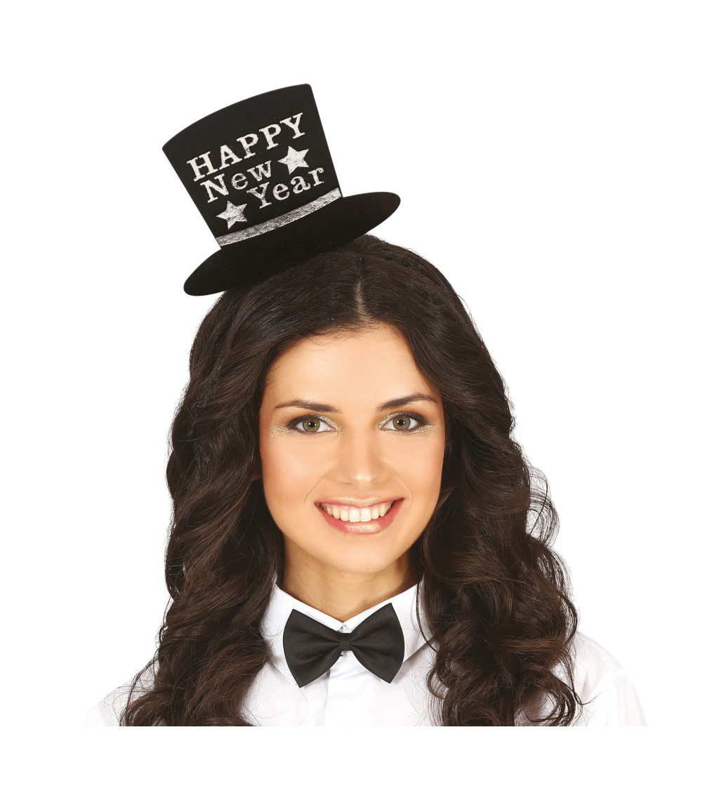 Stříbrná party čelenka Happy New Year