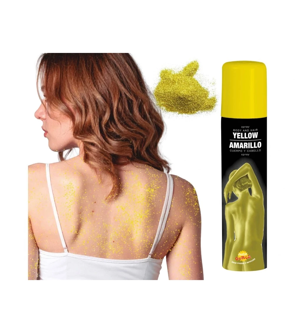 Barevný sprej na tělo a vlasy – žlutý