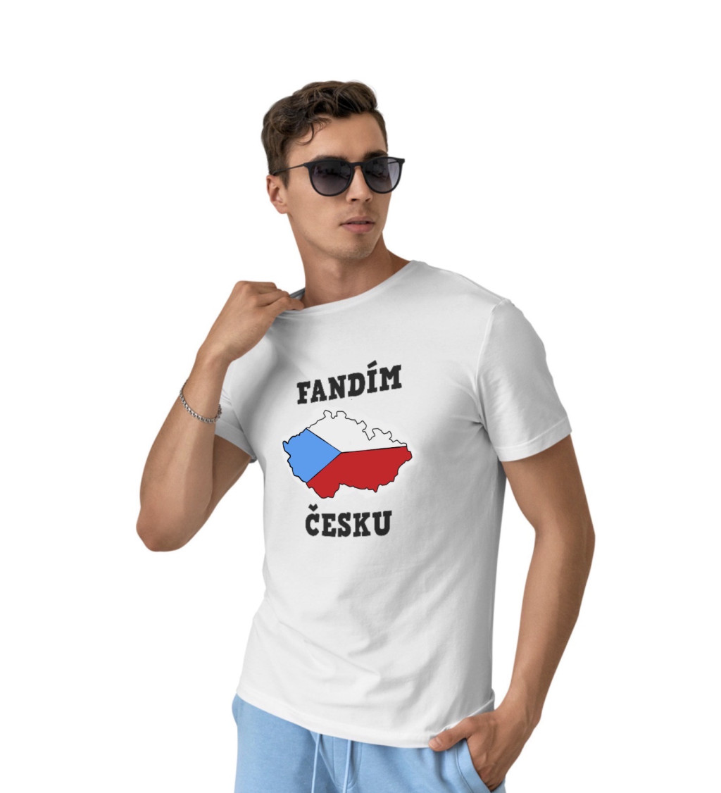 Pánské bílé triko - Fandím česku