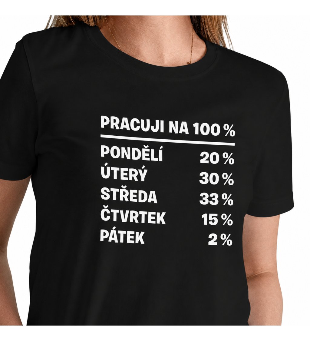 Dámské černé triko -  Pracuji na 100%