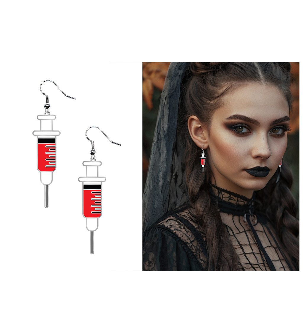 Náušnice stříkačky na Halloween