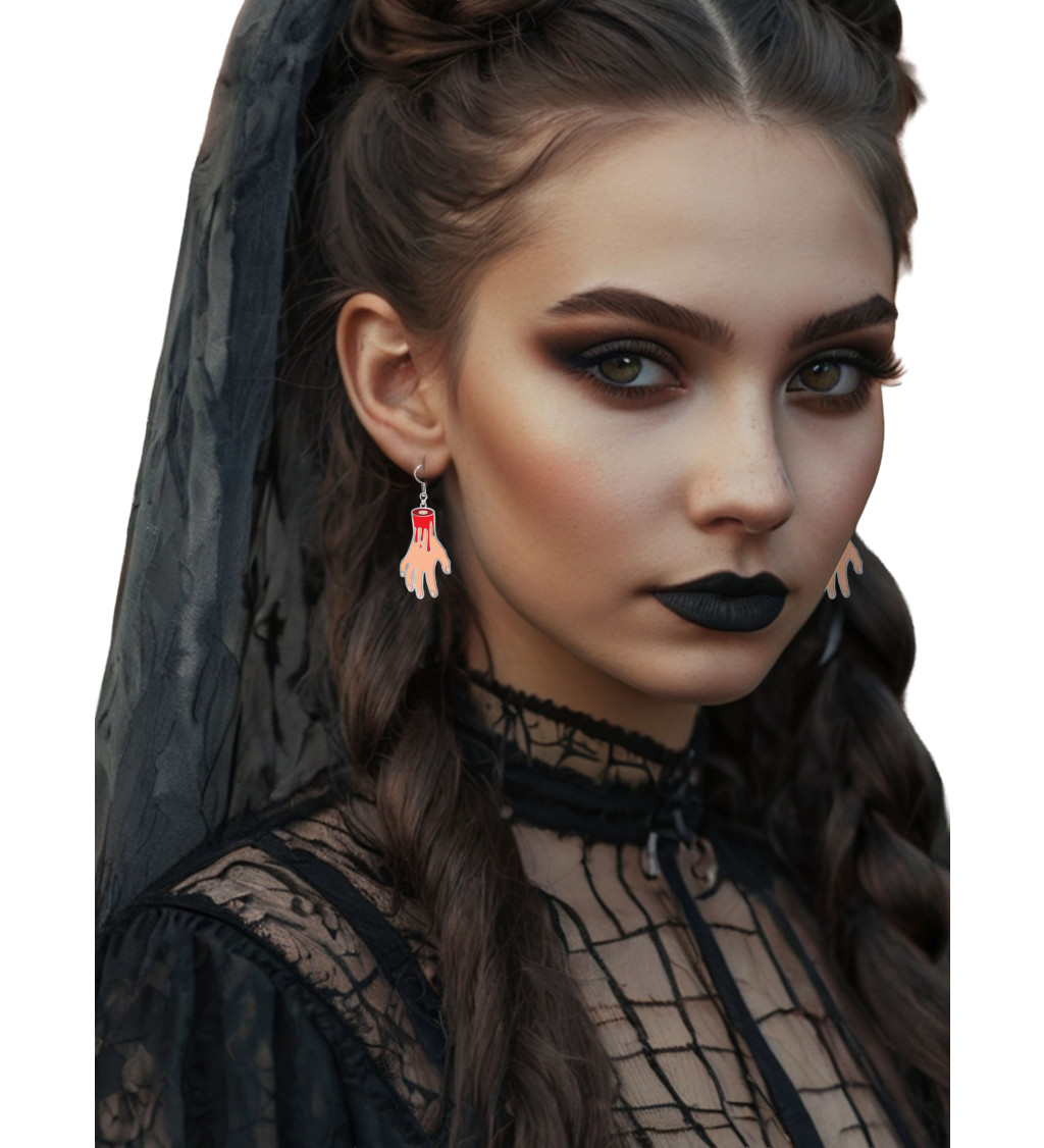 Náušnice krvavé ruce – hororový doplněk