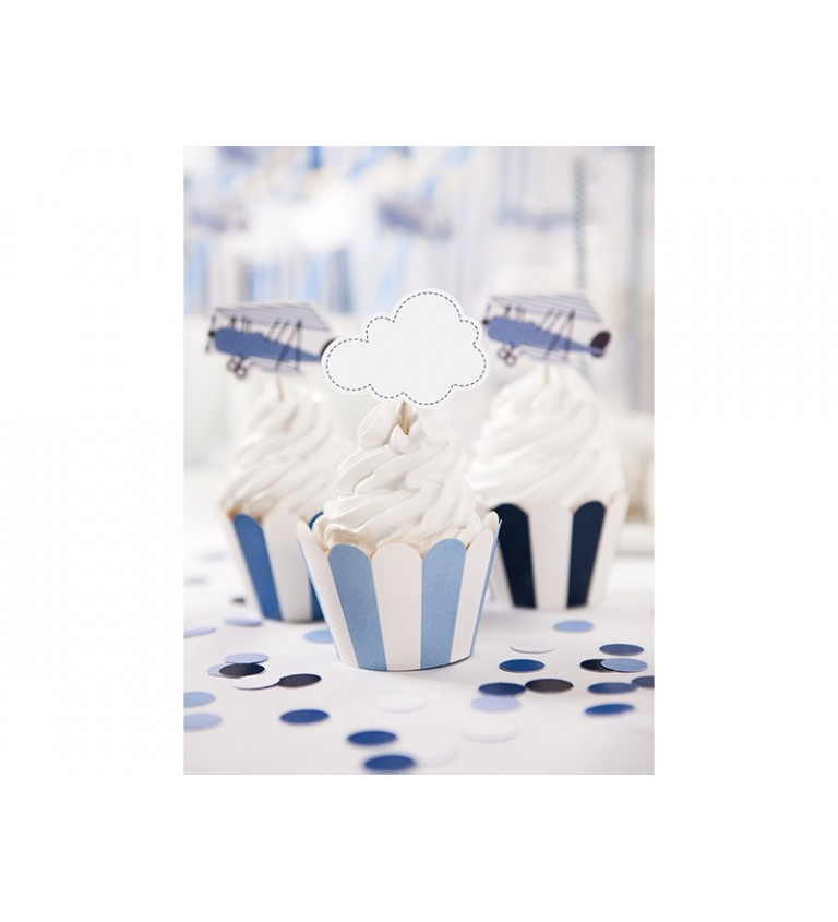 Kornoutky na cupcakes - modré pruhy 6 ks