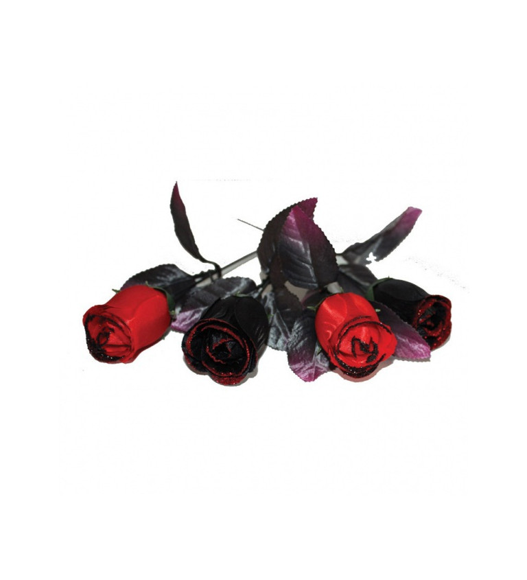 Umělé růže - černé, červené