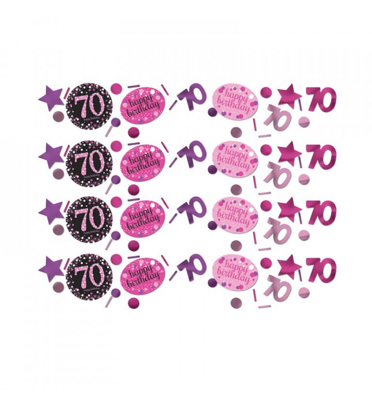 Narozeninové růžové konfety 70 let
