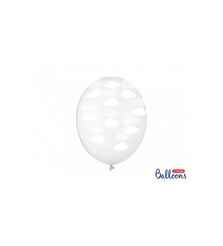 Průhledný balónek s bílými obláčky sada