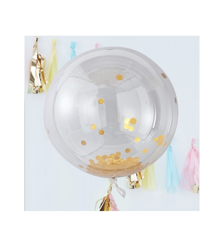Balónek - velký se zlatými konfetami 3 ks