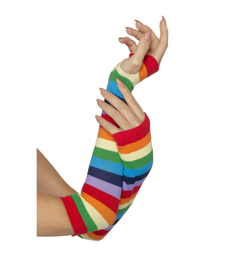 Barevné pruhované rukavice bez prstů
