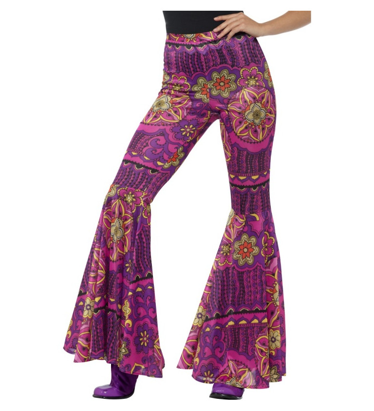 Damské kalhoty do zvonu - hippie vzor