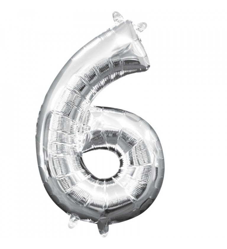 Fóliový balónek - malé stříbrné číslo 6