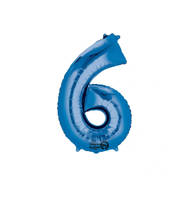 Balonek "6" velký - modrý