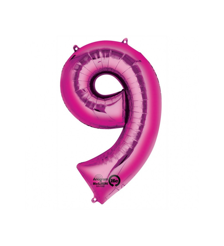 Fóliový balónek velký - růžové číslo 9