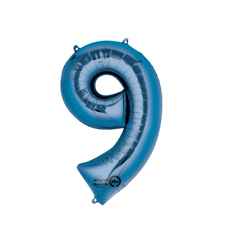 Fóliový balónek - velké modré číslo 9