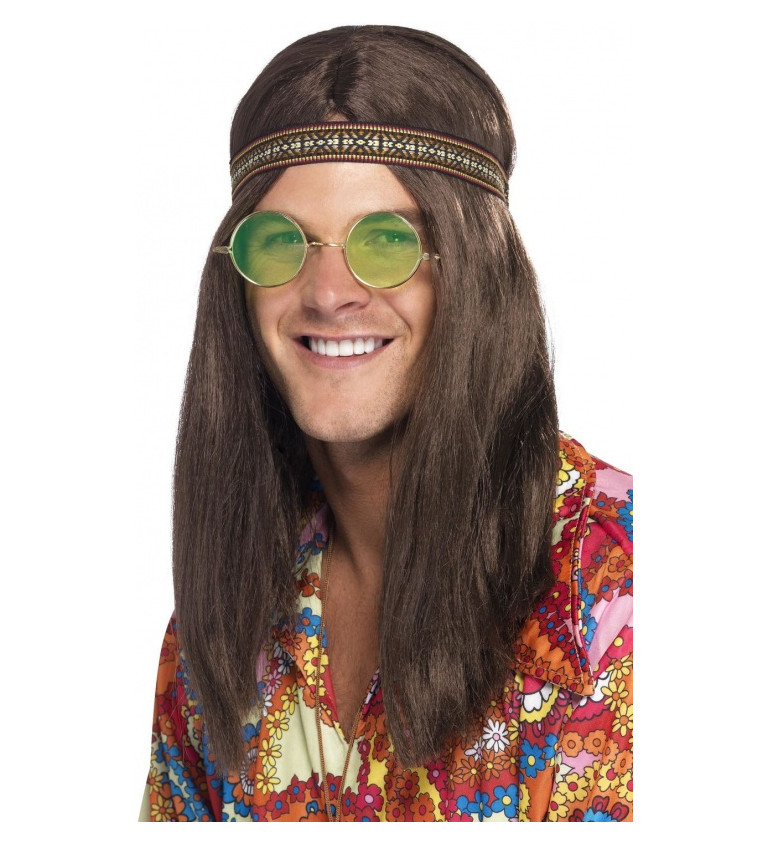 Hippie sada zelená - brýle, čelenka a medailon