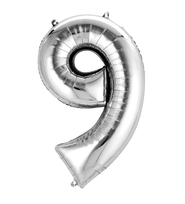 Balonek "9" velký - stříbrný