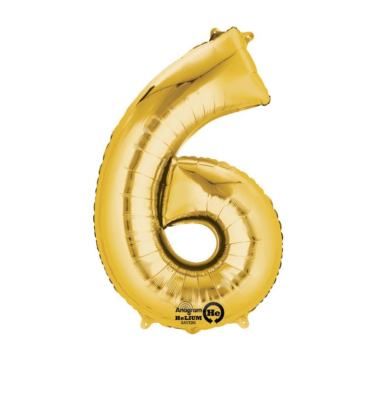 Balonek "6" velký - zlatý