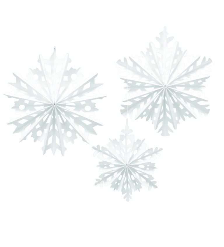 Dekorativní sněhové vločky - 3 ks