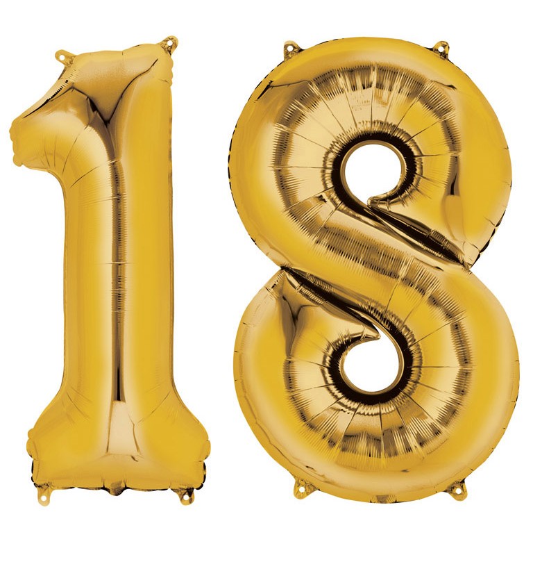 Balonek "18" - zlatý