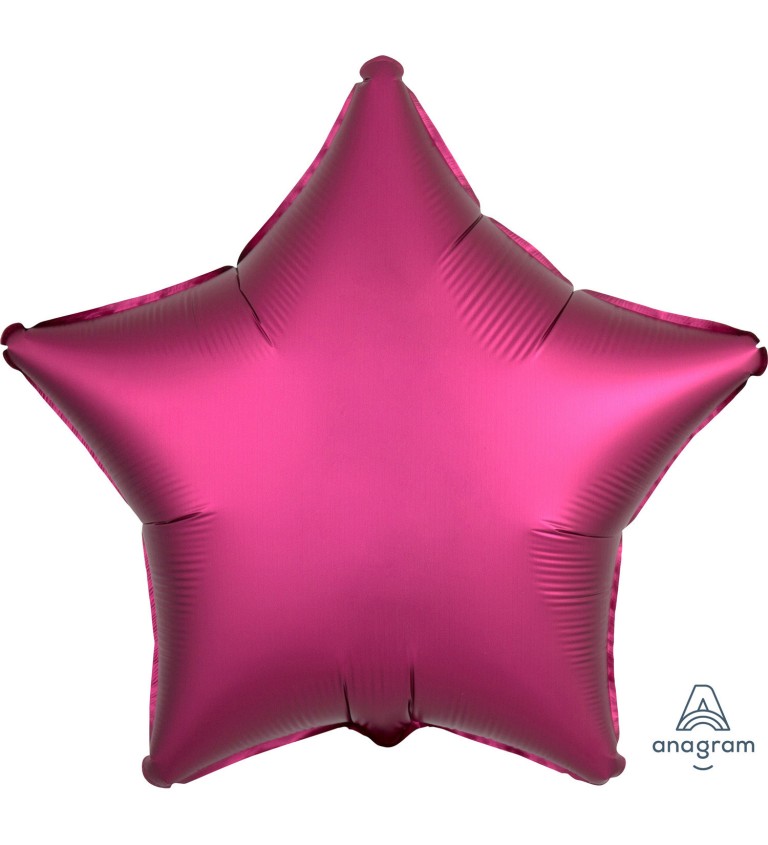 Fóliový balónek ve tvaru hvězdy - tmavě růžový