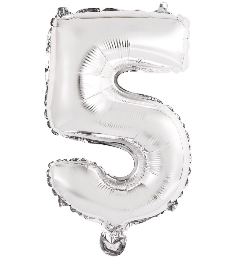 Mini stříbrný fóliový balónek číslo 5