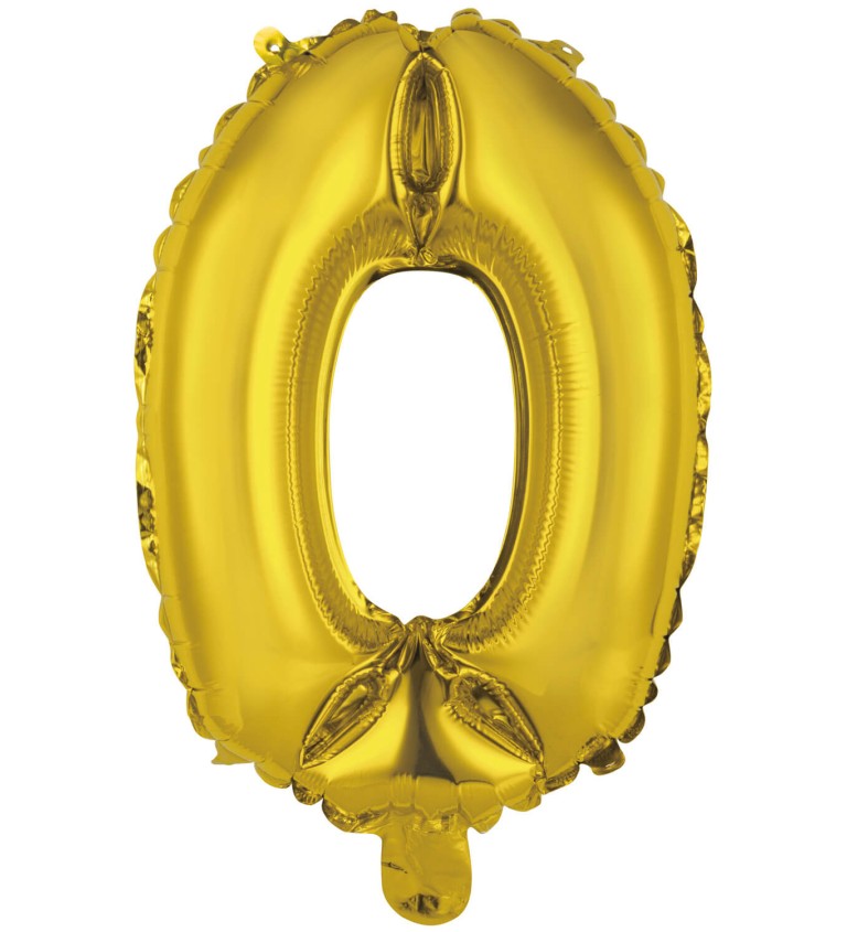 Mini zlatý fóliový balónek číslo 0