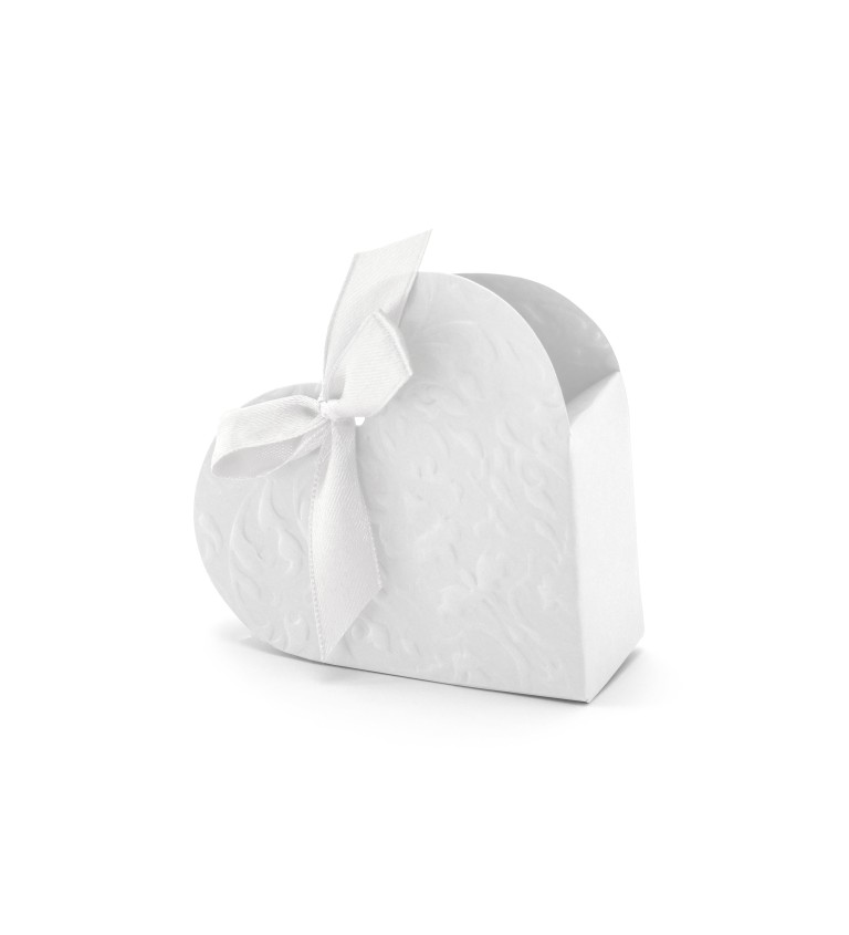 Dárková krabička bílé srdce - 10 ks