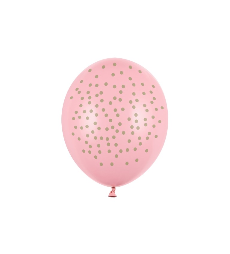 Pastelově růžové balónky se stříbrnými puntíky
