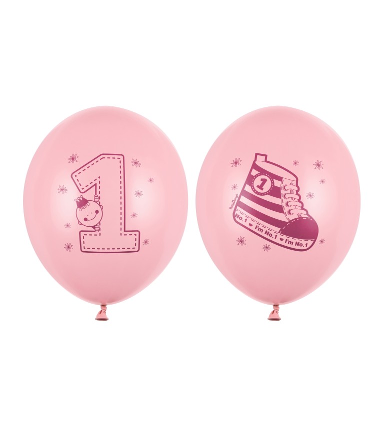 Balonek 1 rok - růžový 6 ks