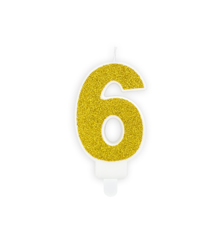 Svíčka s číslem zlatá - 6