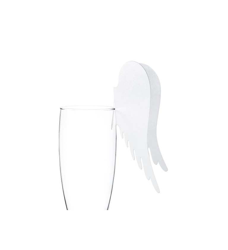 Dekorace - bílá křídla na sklenici