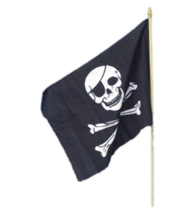Pirátská vlajka - s tyčí