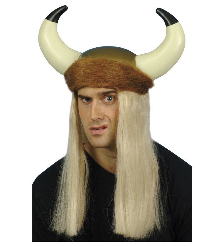 Vikingská helma s vlasy