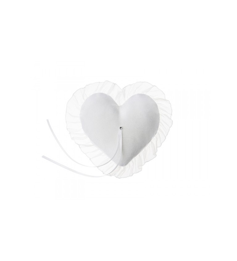 Polštářek na prstýnky - bílé srdce