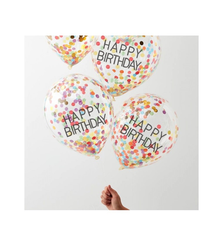 Balónky - Happy Birthday 5 ks, barevné