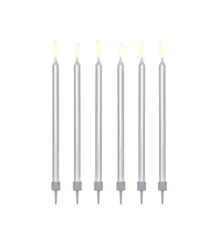 Svíčky metalické stříbrné 12 ks