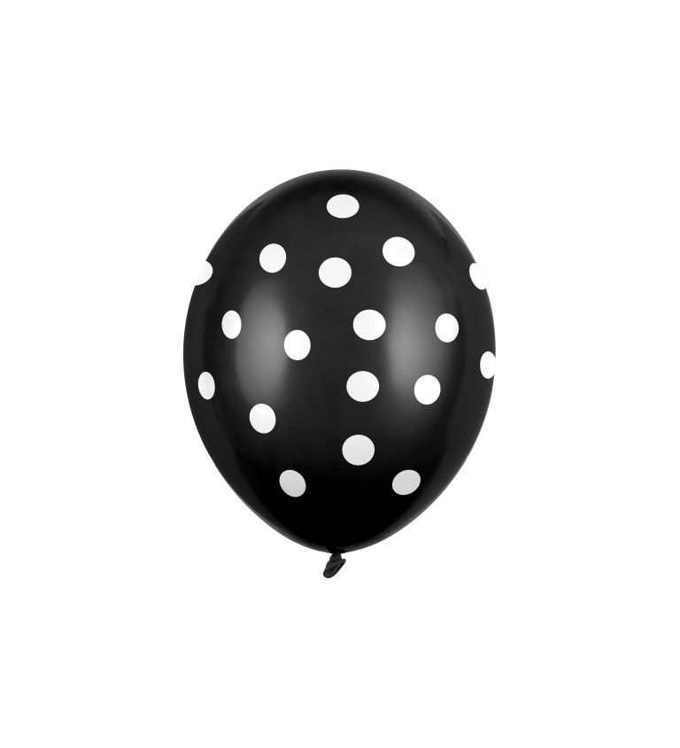Balonek - černý s bílými puntíky 50ks