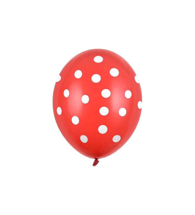 Balonek - červený s bílými puntíky 50ks