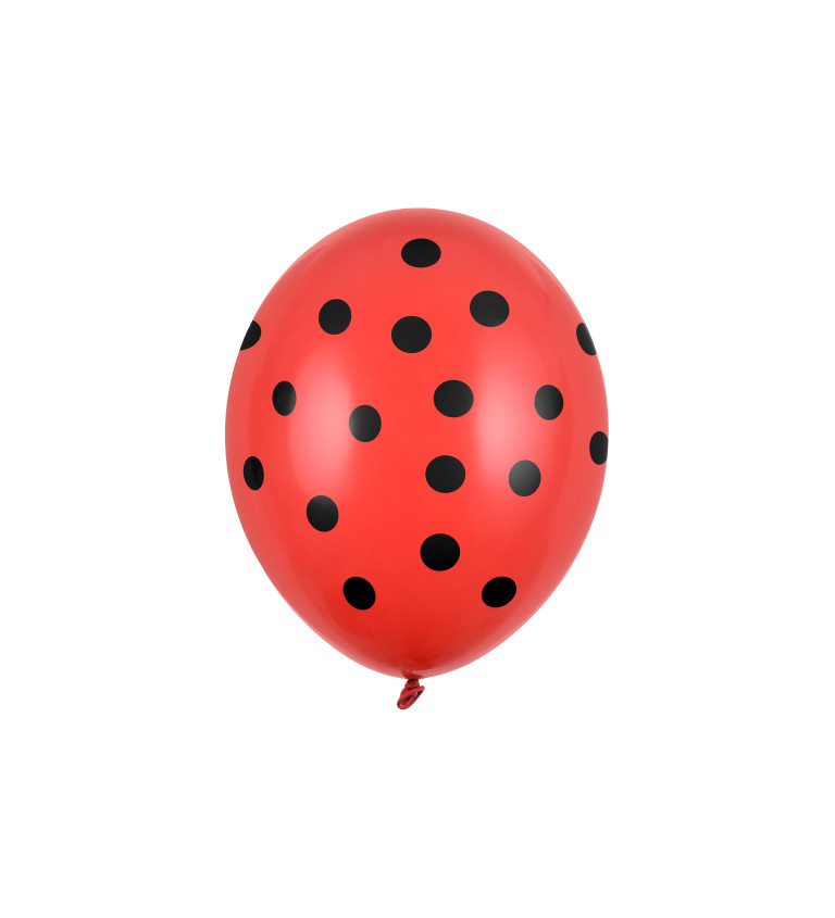 Balonek - červený s černými puntíky 6 ks