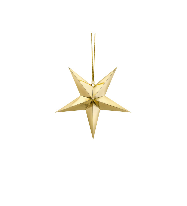 Dekorace - hvězdička zlatá 30 cm