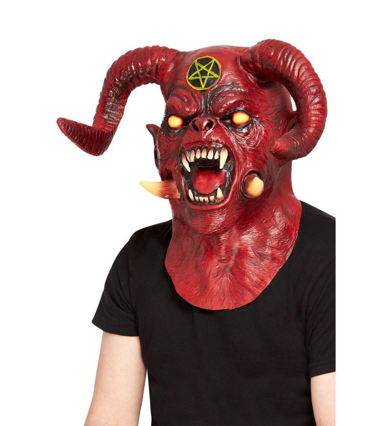 Celohlavová maska Satan s pentagramem