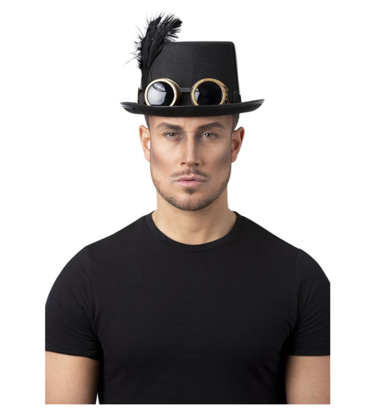 Gotický černý klobouk s brýlemi
