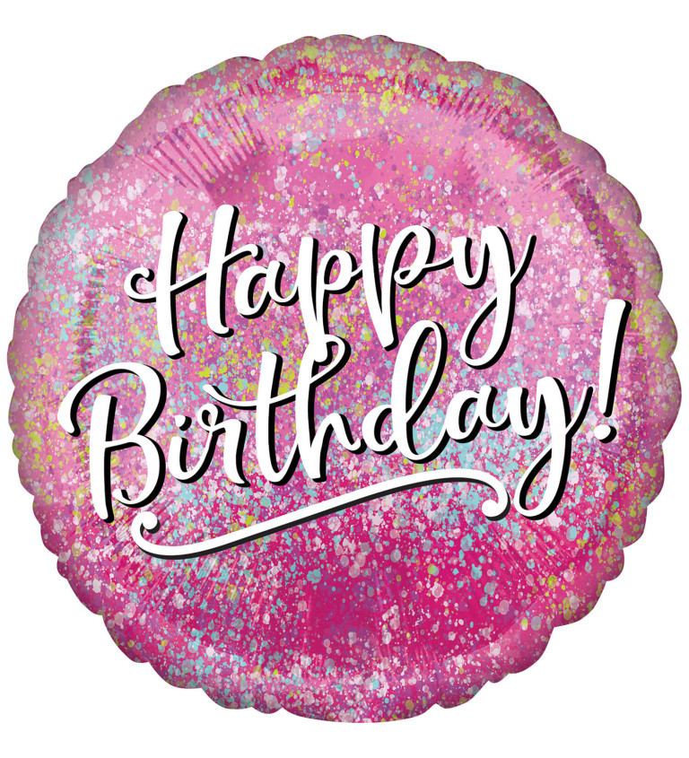 Happy Birthday - růžový balón