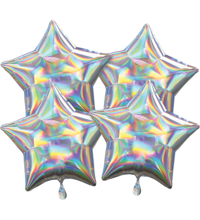 Sada duhově stříbrných fóliových balónků