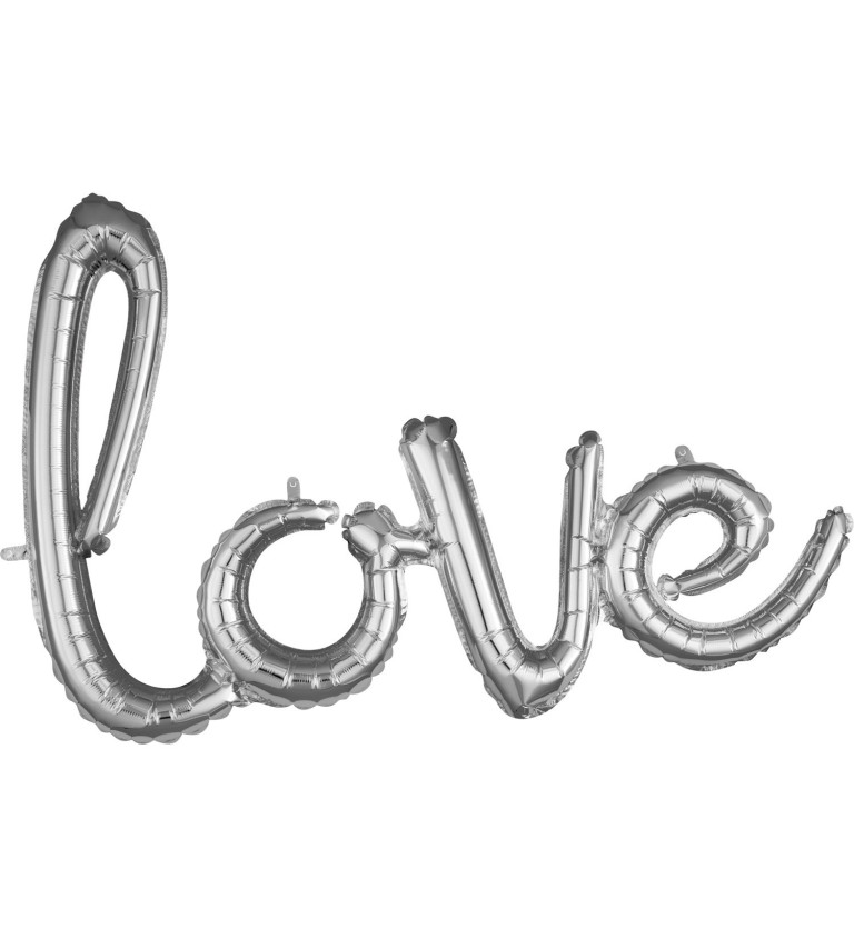 Fóliový balónek - stříbrný nápis "love"