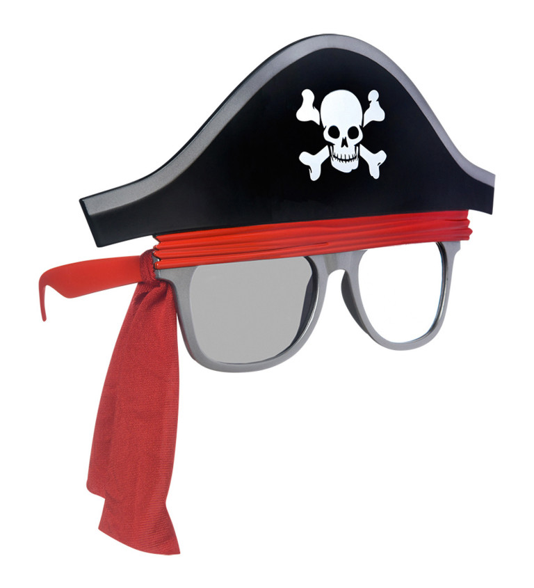 Pirátské brýle ve tvaru klobouku s šerpou.