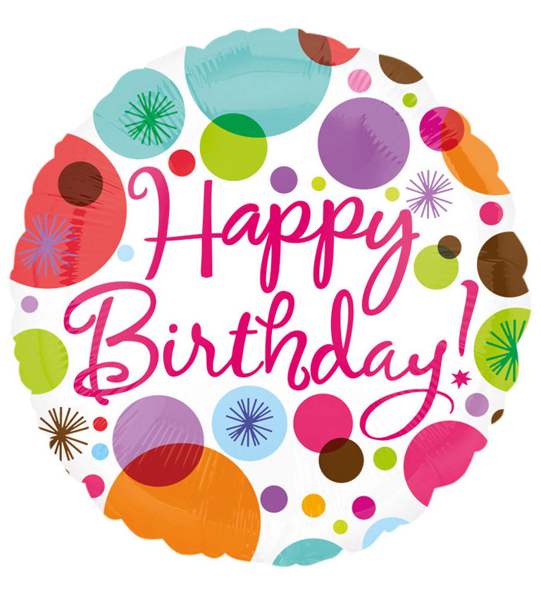 Balónek barevný s nápisem Happy Birthday