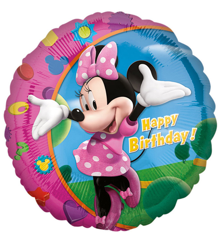 Happy Birthday - Kulatý balónek Minnie