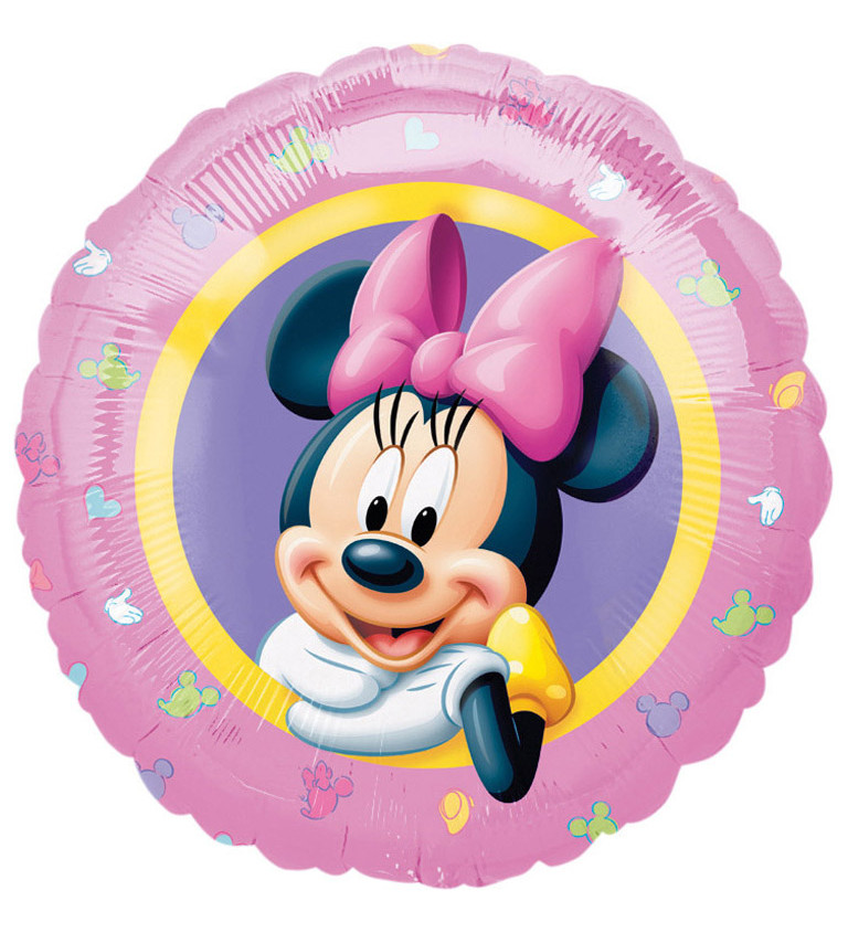 Fóliový balónek - kulatý, růžový s Minnie