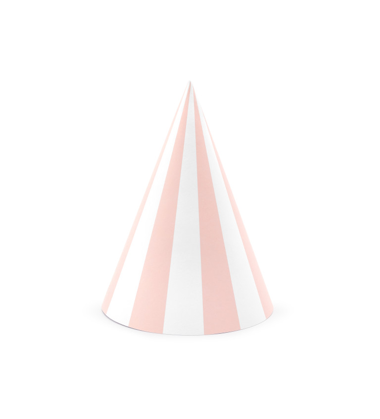 Papírové kloboučky bílo-růžové 6 ks