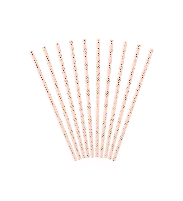 Růžová brčka se zlatými proužky